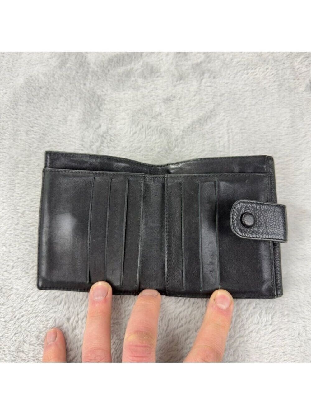 Chanel CC Logo Grained Calfskin Leather Bifold Black Wallet Embroidered - Picture 8 of 14
